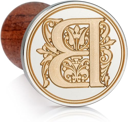 Miniatura 2 de Mceal Regal Silver Brass Wax Seal Letra B y 10 varillas de sellado de cera (rojo granero) paquete
