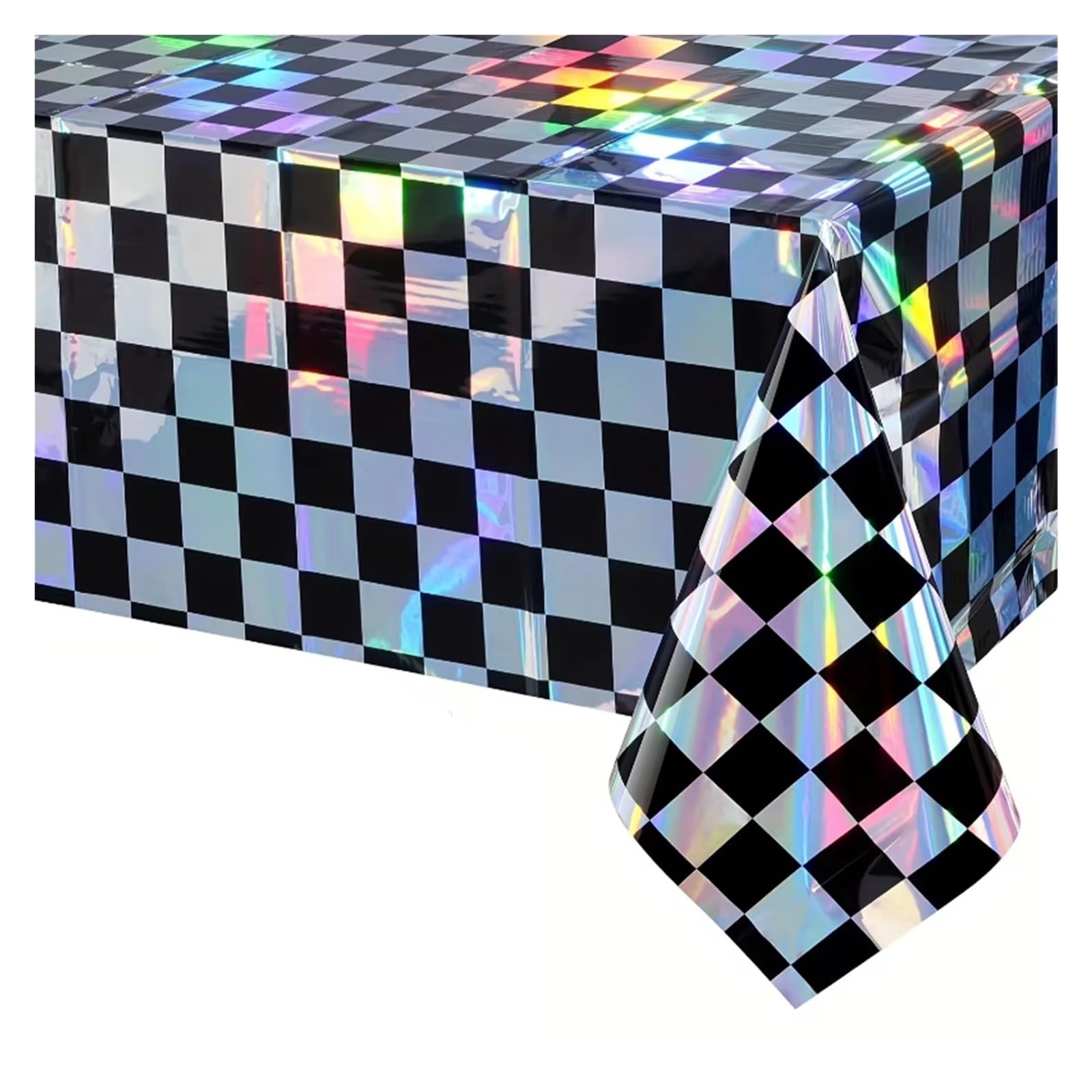 Disco Table Runner Tablecloth Decoration Disco Shiny Iridescent Laser Rectangle Tablecover for 70s 80s Birthday Party Supplies