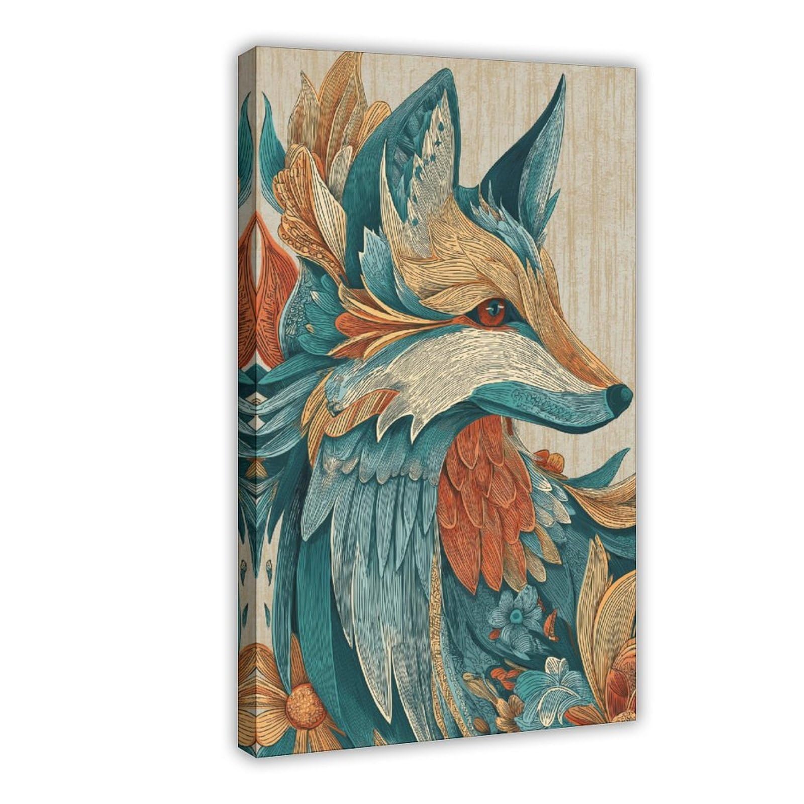 MRYCQ Colorful Fox Poster Canvas Poster for Office Decor Gift