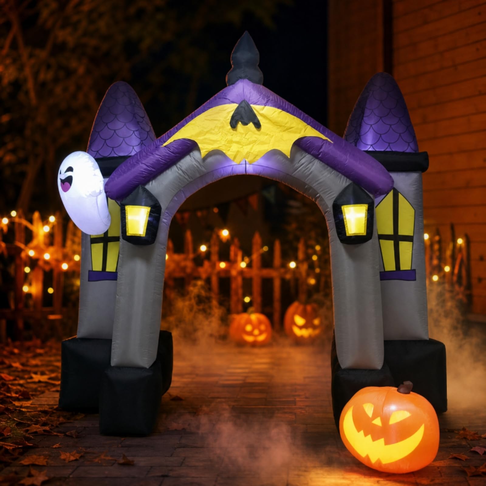 Qianly Arche Château avec Esprit Lumineuse Décoration Gonflable Jardin Autogonflant Arche Gonflable pour Familles