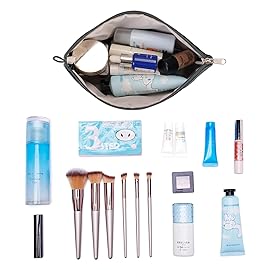 WANDF Cosmetic Bag for Women Makeup bag Organizer Mini Makeup Pouch for Purse Water Resistant Girls Gift(M-Dark Grey)