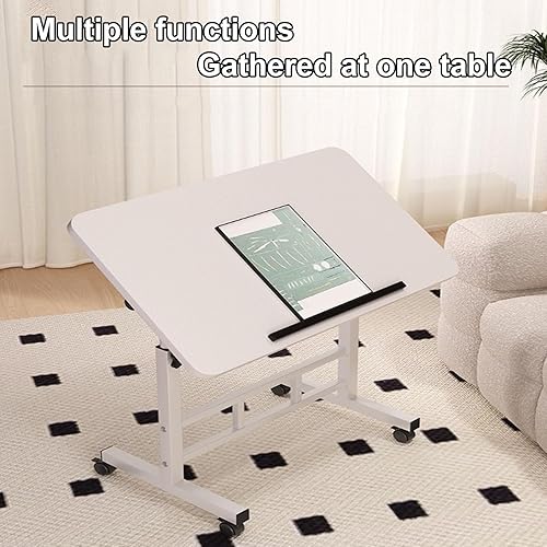 Miniatura 9 de Mesa auxiliar para sala de estar, mesa auxiliar pequeña, mesa auxiliar para sofá móvil con ruedas, elegante mesita de noche en forma de U, altura