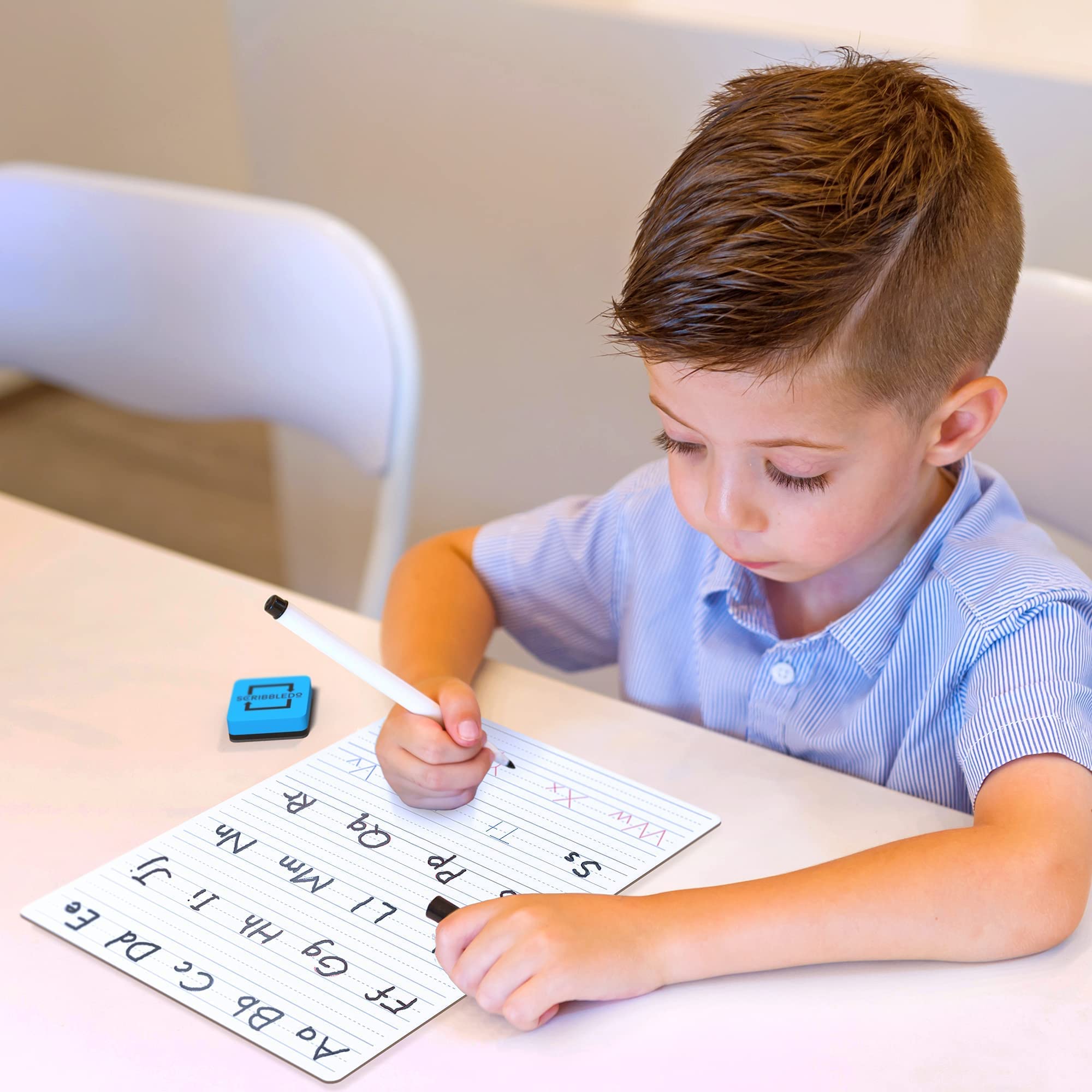 Paquete de 2 tablas de escritura a mano de borrado en seco para niños de 9 x 12 pulgadas, pizarra blanca para rastreo de letras para niños de 3 a 5 años, tarjetas de práctica del 6