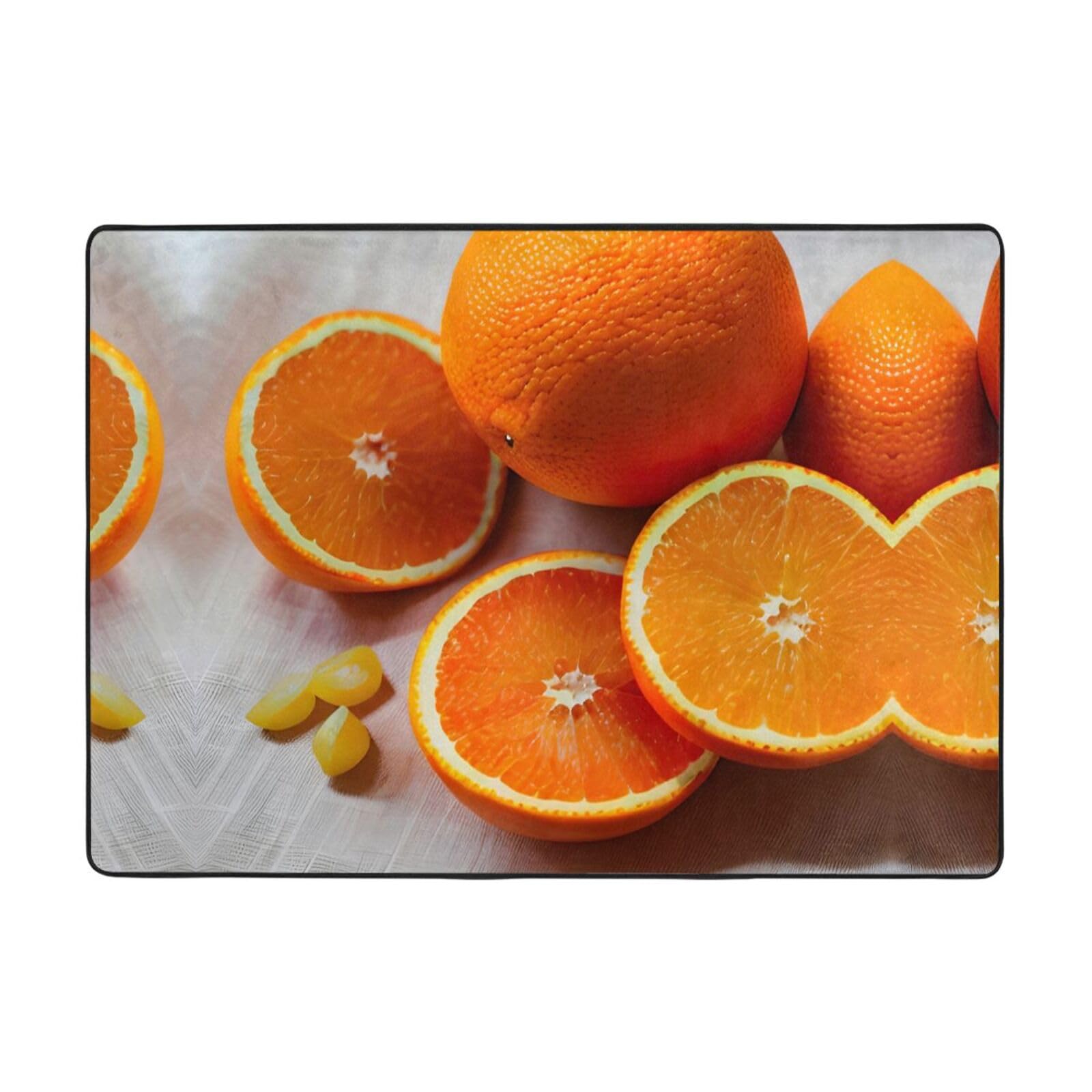 Tapis imprimé fruits orange 203x147 cm pour salon et grand balcon