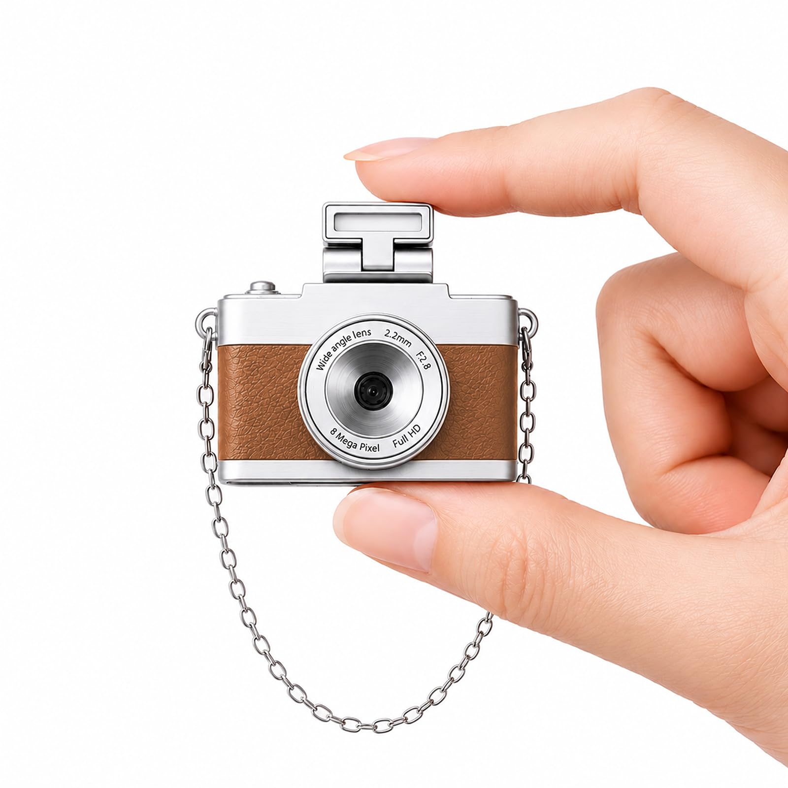 WOEEKASON Mini Keychain Camera, 1080P Y2K Vintage Digital Camera for Kids & Tweens, Cute Tiny Pocket Video Recorder, 24 Filters, Birthday Gift for Girls & Boys, Brown, TF Card & Cable Not Included