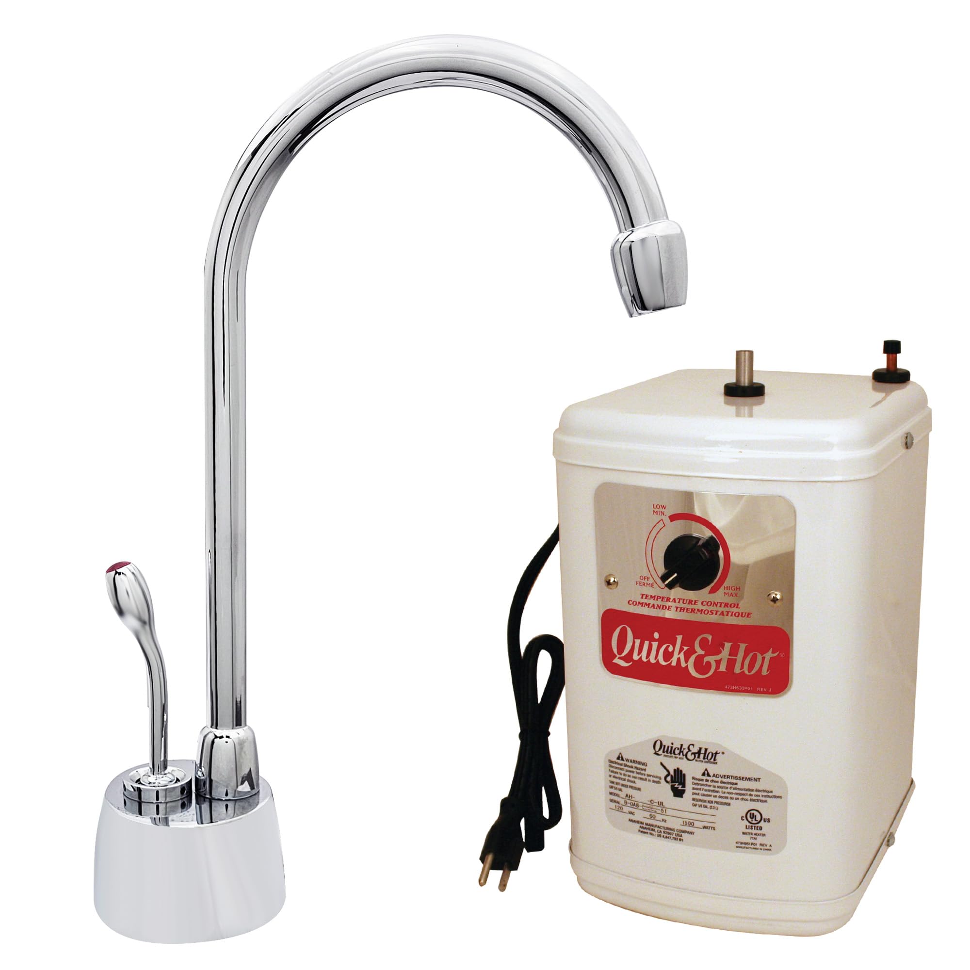 Westbrass A271H-26 Velosah 9" 1-Handle Hot Water Dispenser Faucet with Thermostatic Hot Water Tank, Polished Chrome