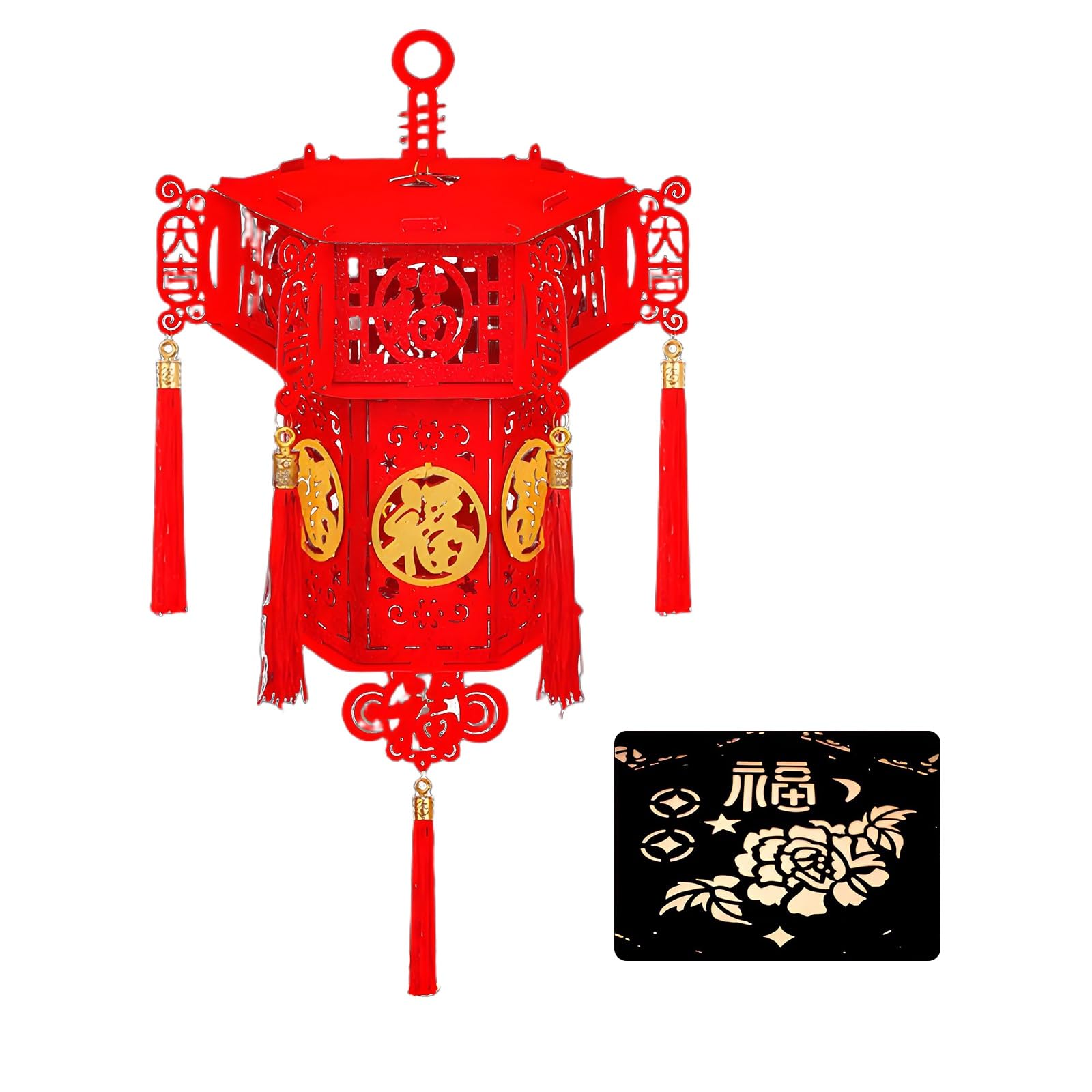 SBZIOJHDR Chinese-style lanterns, Large Chinese Lanterns Decorations, Traditional Hanging Red, Lucky Lantern(A)