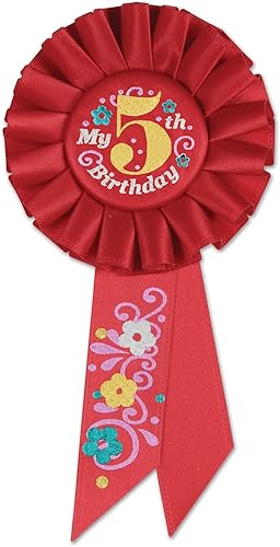 Beistle Mi roseta de cumpleaños número 5 en rojo