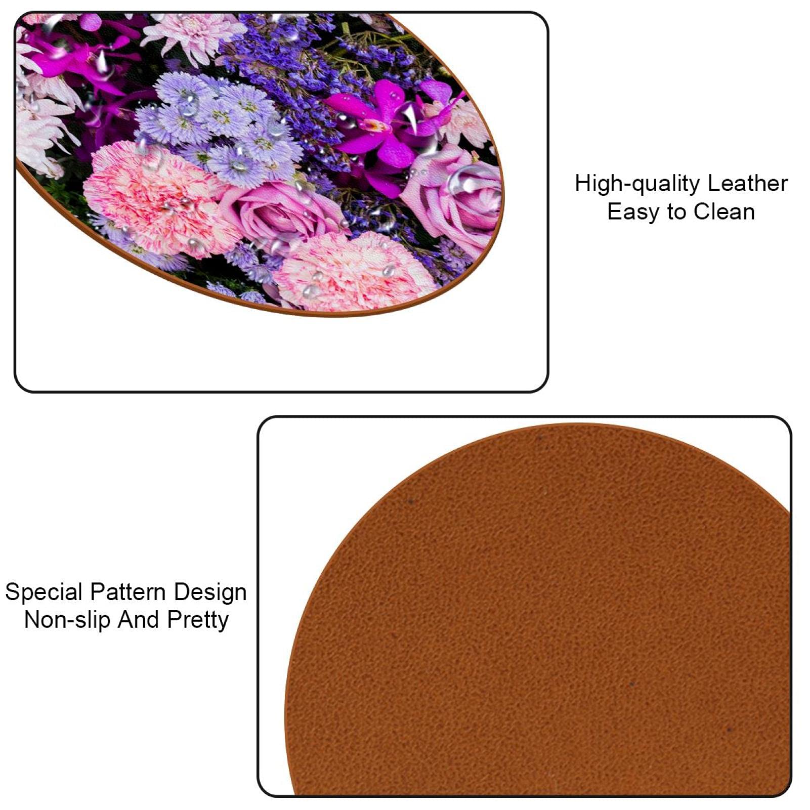 Set Di 16 Sottobicchieri In Similpelle | Doppia Faccia Con Colori Viola E Rosa, Antiscivolo, Resistenti Al Calore Da -10°C A 100°C, Con Supporto In Metallo