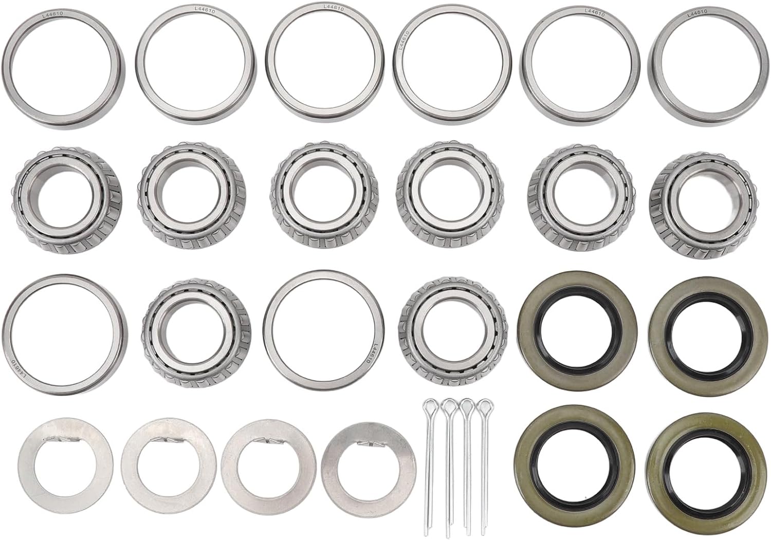 L44643 Inner Outer Bearings Kit, Steel Alloy Trailer Hub Kit for 1in 20002200 Lbs Trailer Axle, High Wear Resistance, Boat Wheel Hub Bearings, Great for Refurbishing or Replacing