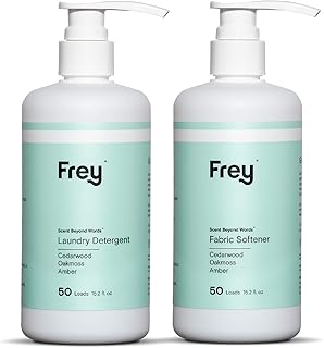 FREY Concentrated Natural Laundry Detergent + Liquid Fabric Booster (Full Wash) ââ‚¬â€œ Laundry Bundle Includes High Efficiency Liquid Detergent (50 Loads) and Fabric Deodorizer (50 Loads), Eco Friendly