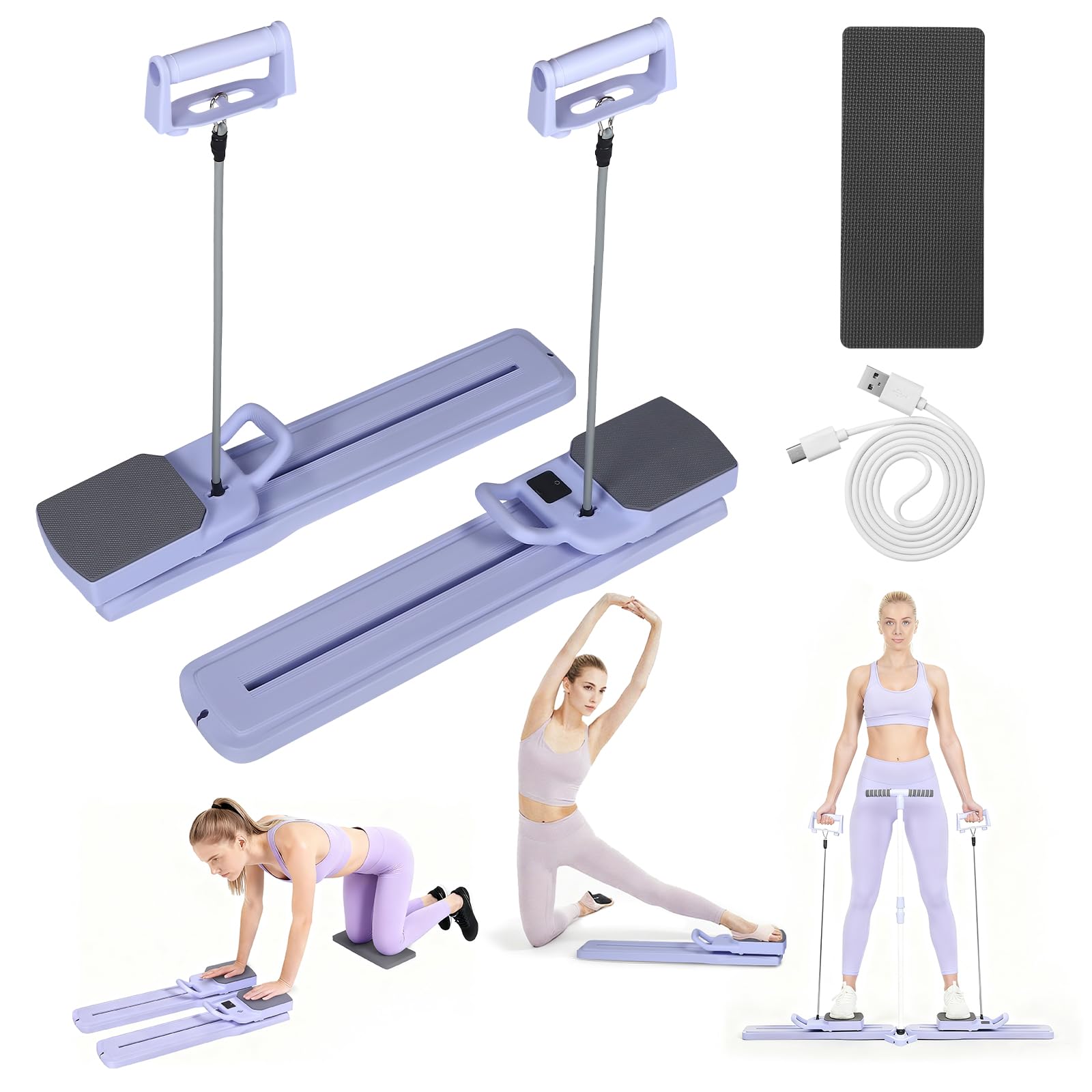 Pilates Board 2025 aggiornamento design diviso con display LCD, dispositivo fitness per 2 persone, riformatore pilates pieghevole 6 in 1 per casa, allenamento addominale con timer per tutto