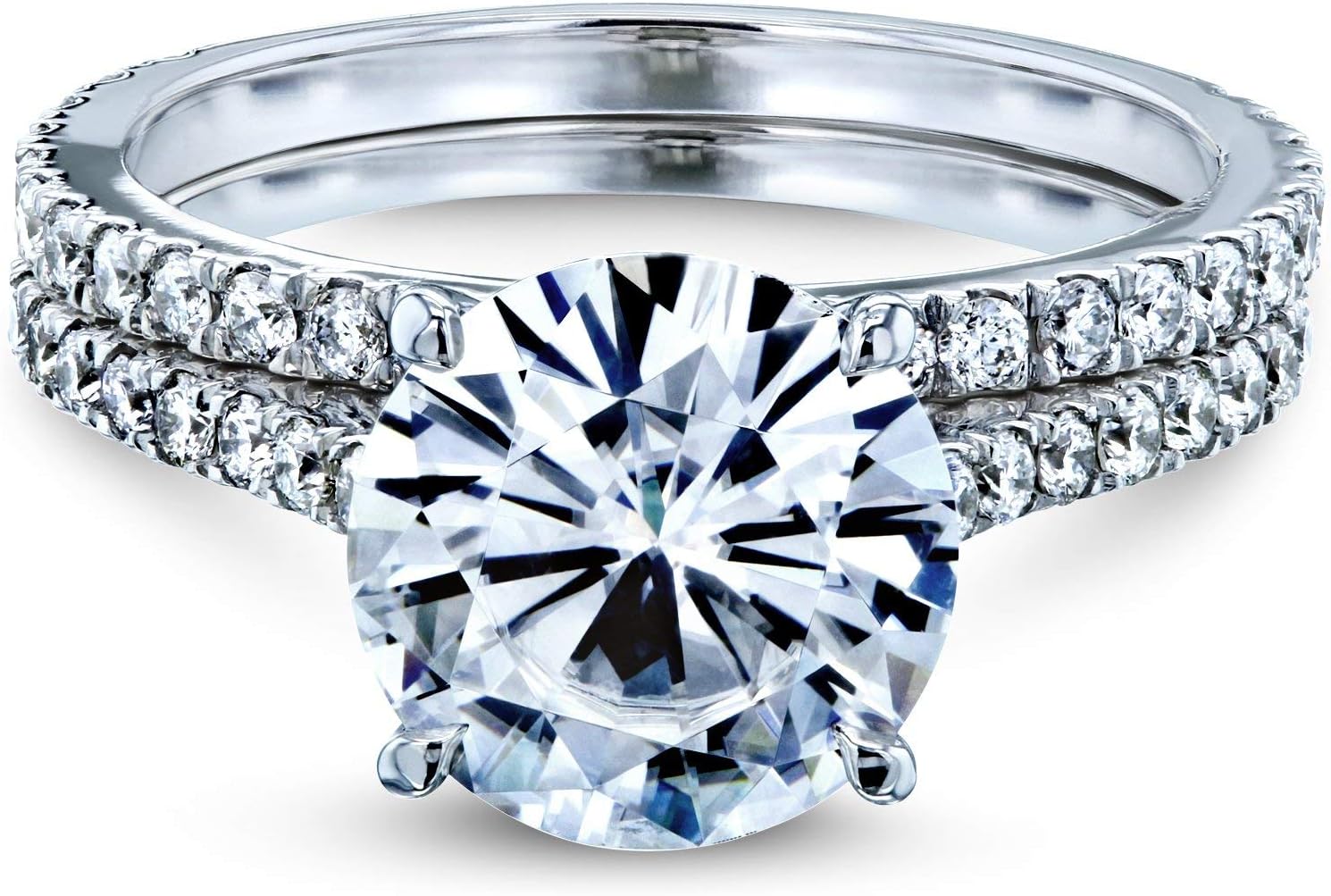Kobelli Basket Cathedral 9mm Moissanite Rings 14k White Gold