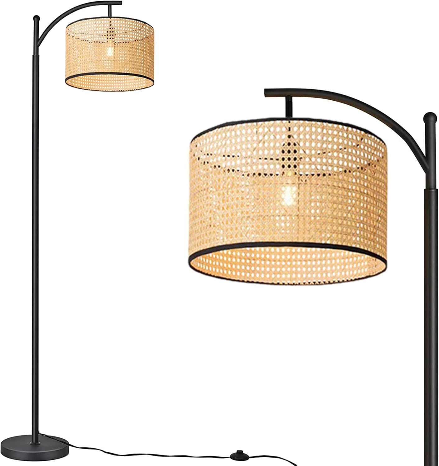 DANGGEOI Rattan Floor Lamp, Boho Basket Floor Lamp for Living Room