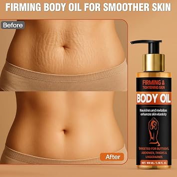 Bellisinno Body Firming Oil 3.38 FL OZ, After Shower Body Oils for Women, Skin Tightening and Hydrating Treatment for Arms, Legs, Stomach Body, Deep Moisturizing Body Care That Plumps