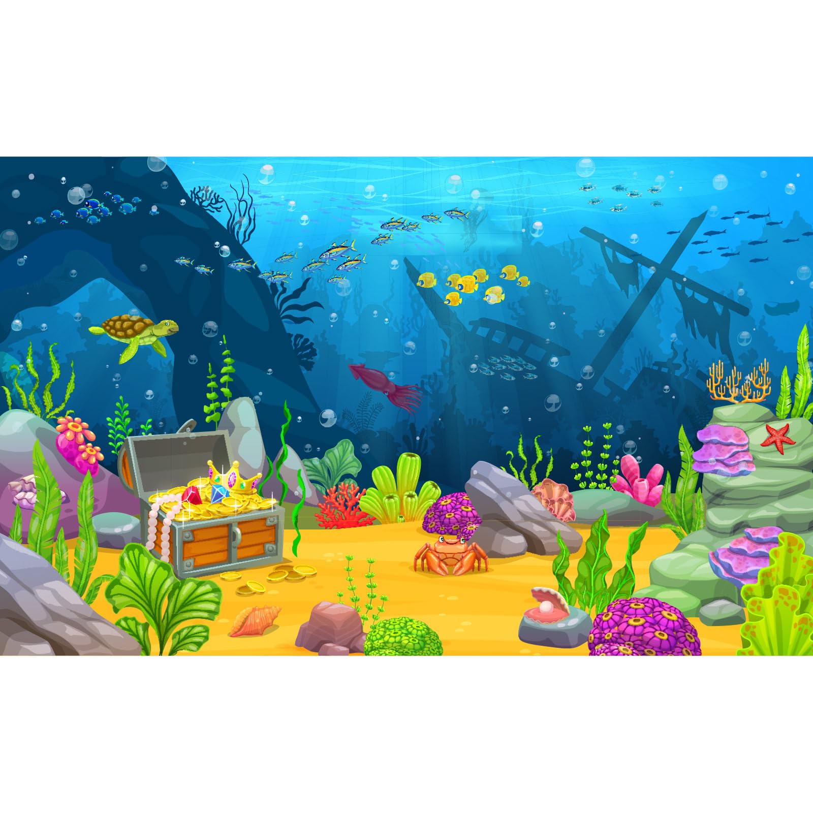 Underwater Landscape Aquarium Background Caribbean Sea Ocean Coral Reef with Sunken Boat Terrarium Background Under The Sea Landscape Sunken Ship