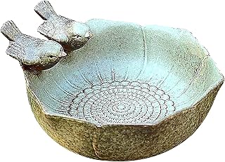 Bird Bath Bowl Bird Bathing Container Bird Feeder Bathtub Feeder Ceramic Easy to Clean Heat Stroke Heat Countermeasures Bird Bath Bowl Garden Outdoor Bird Food Holder Bird Bowl Garden (Size: 16 * 16