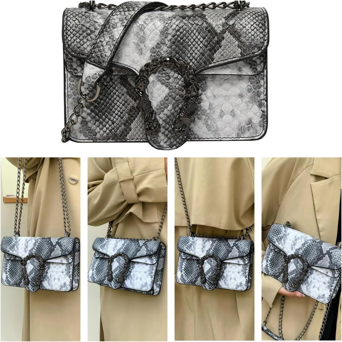 Women Synthetic Leather Crossbody Purse Bags,Fashion Snake Printed Leather Shoulder Bags,Small Clutch Bags