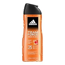 adidas, Team Force Gel Doccia Bagnoschiuma 3 in 1 per Corpo, Capelli e Viso, Formula Vegana, 400ml