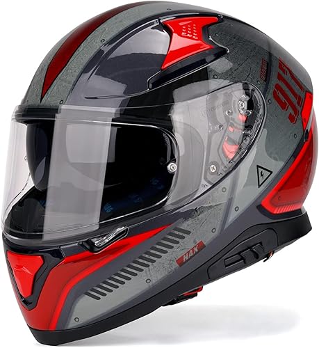 Miniatura 9 de HAX Casco de Motocicleta de Cara Completa Aprobado por DOT con Doble Ala Trasera y Listo para Pinlock - Casco de Motocicleta Ligero y Duradero para