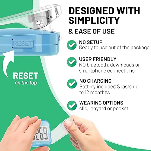 Miniatura 3 de 3D Pedometer for Walking, Simple Step Counter with Large Digital Display, Step Tracker with Removable Clip Lanyard, Accurately Track Steps for Men