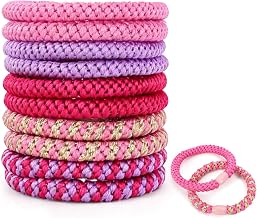 Hair Bobbles For Women Girls, 10 Pcs Elastic Hair Bands, Braided Hair Ties No Damage, Hair Accessories, Mixed Color Ponytail Holders (Pink, Purple, etc.)