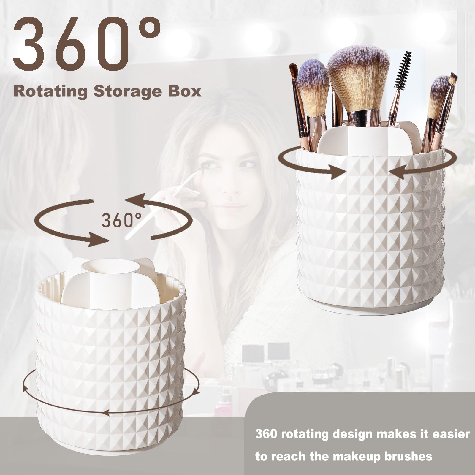 Boîte de Rangement Rotative pour Pinceaux de Maquillage et Cosmétiques