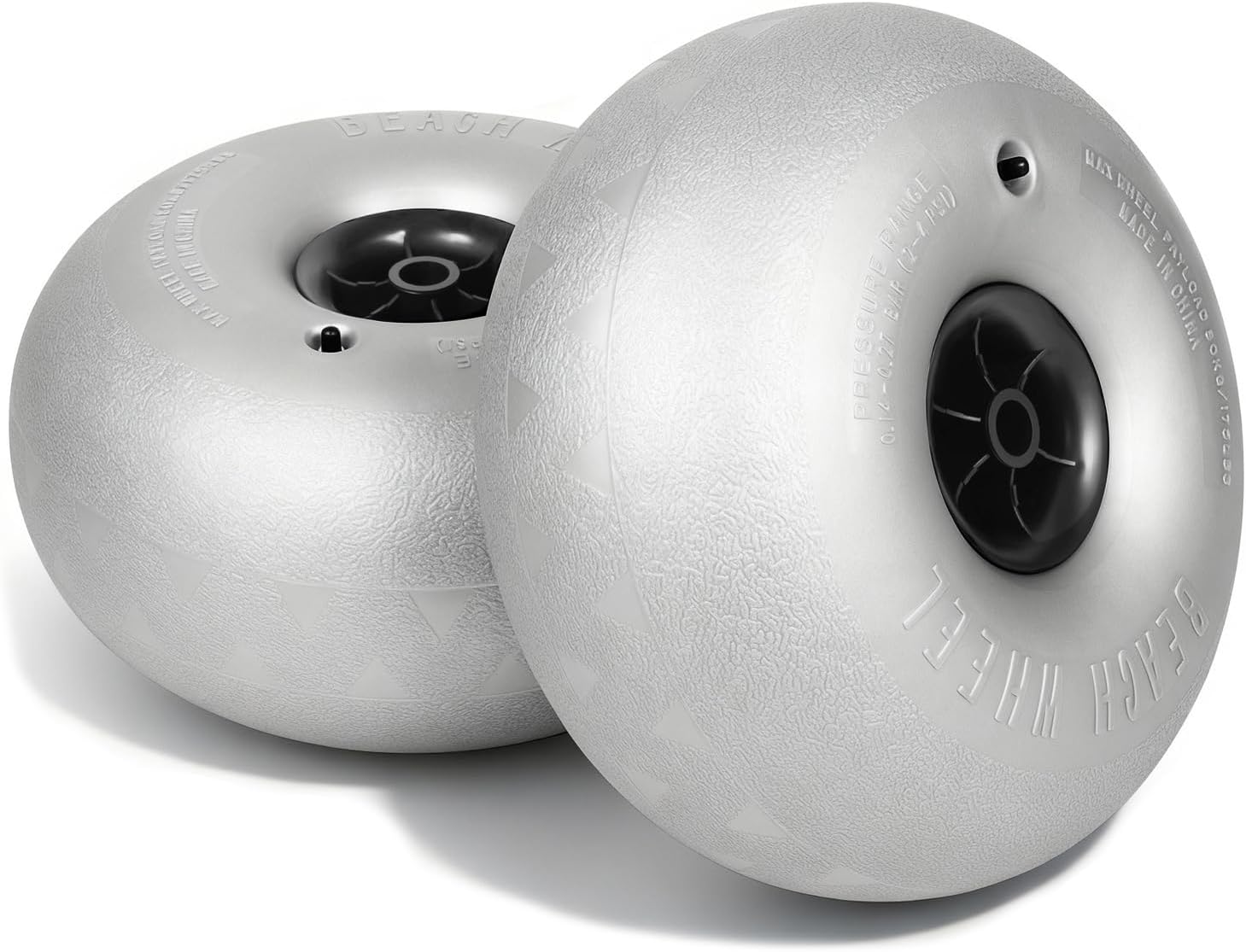 16'' Balloon Wheels for Beach Cart, Wagon, Heavy Duty Kayak Dolly and Canoe Dolly, Set of 2, 16'' Balloon Sand Tires, 176.36lbs Capacity Each Wheel (Gray)