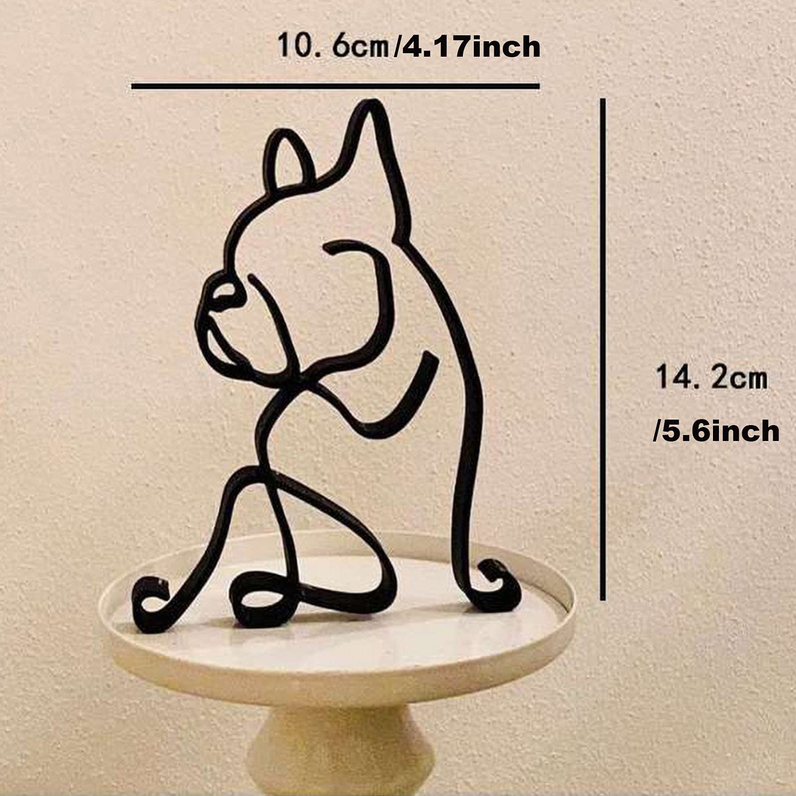 kolymax Metal Dog Minimalist Art Wall Sculpture, Abstract Metal Wire Geometric Dog Line Drawing Art Statue, black, 10.6*14.2CM - Image 4