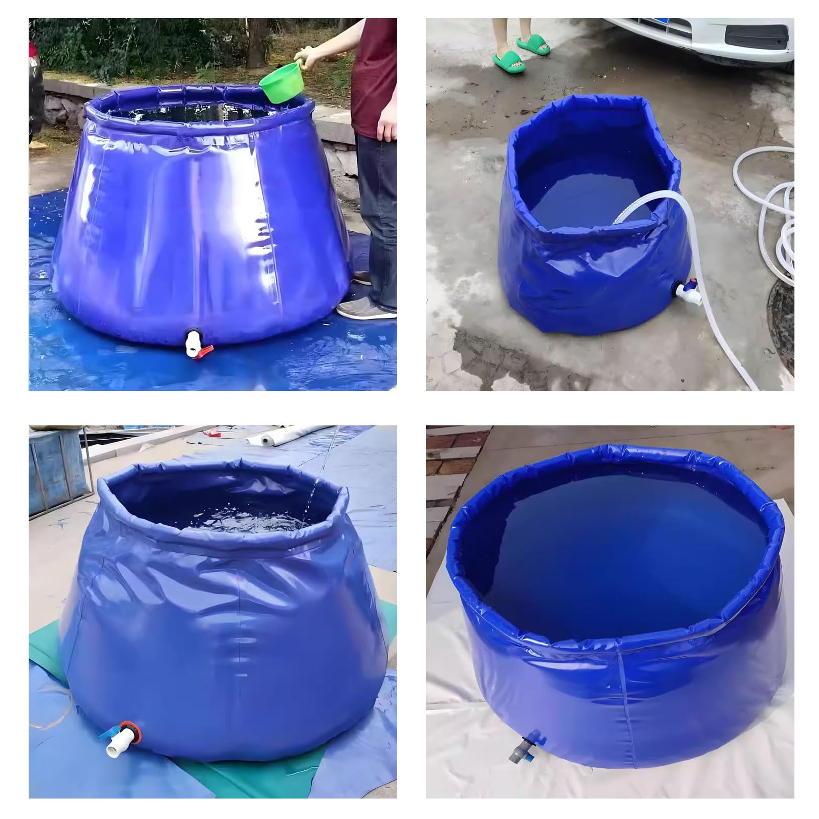 Yinian Tanica Acqua con Rubinetto Contenitore Acqua Piovana Serbatoio d'Acqua di Grande capacità Sacca di Stoccaggio d'Acqua Pieghevole in PVC per Giardino Campeggio Barbecue Pesca(Size:500L)