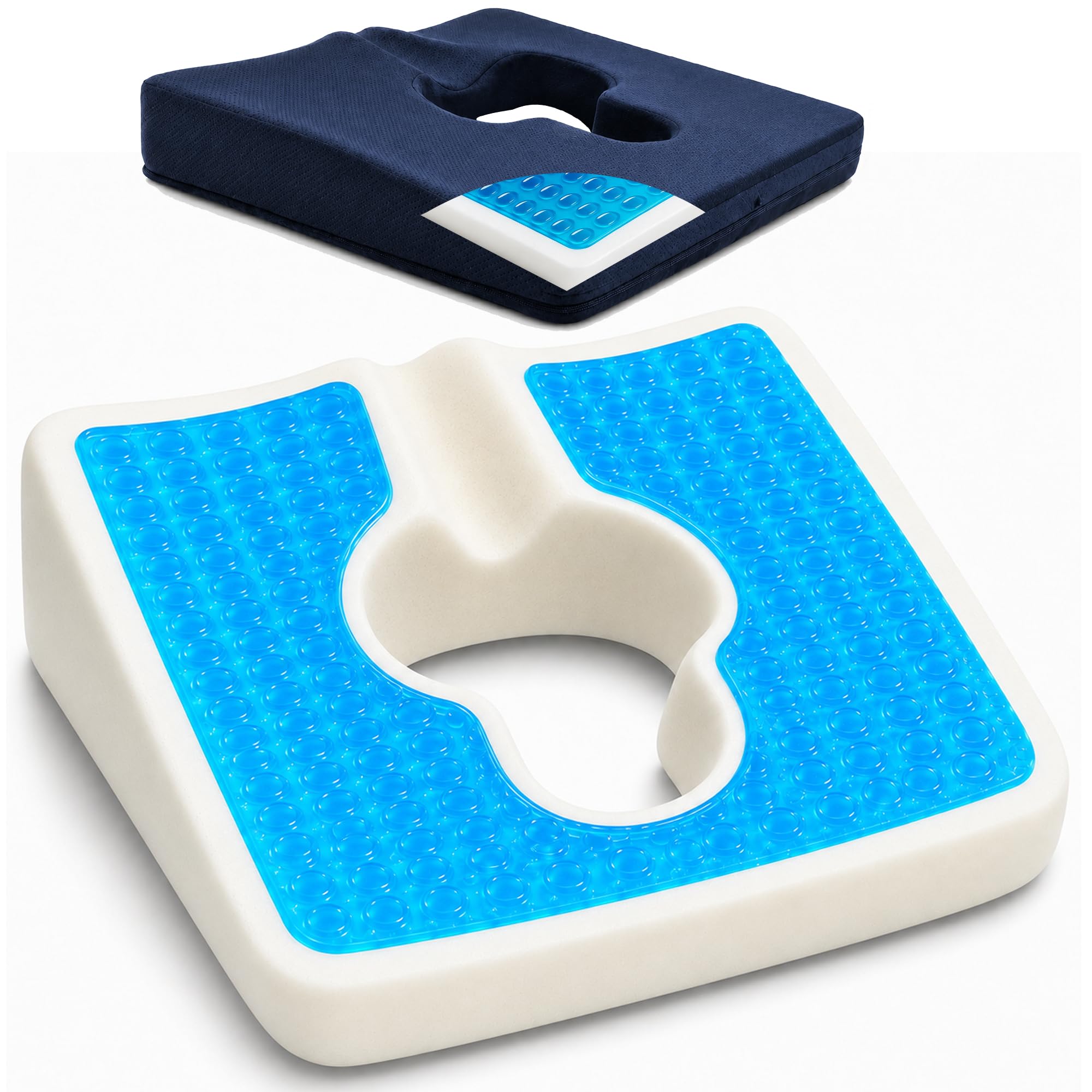 Gel Wheelchair Seat Cushion,Bed Sore Cushions for Butt,Gel Cushion for Pressure Relief,Donut Pillow for Tailbone Pain Relief,Sciatica,Coccyx,hemorrhoid Pillow,Cushion for Office Chair(Blue)