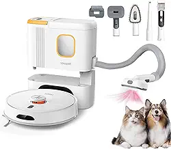 NEWPET Robô Aspirador e Esfregão, Aspirador Robótico 3 em 1, Kit de Aspirador para Cuidados com Cães, Aspirador Potente para Animais de Estimação com 3000 Pa