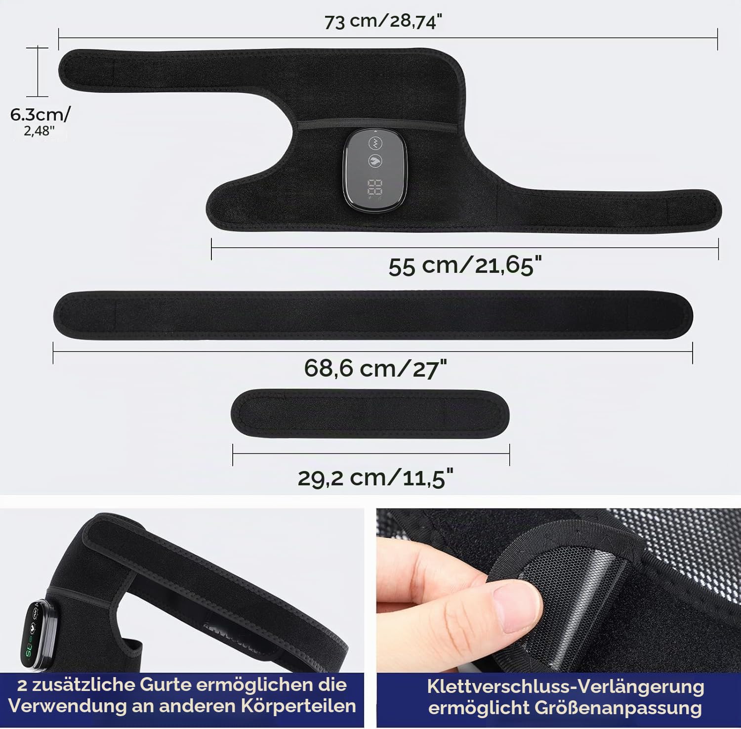 Knie Massagegerät Kabelloser mit 3 Vibration 6 Heizstufen 3 Timer Schwarz