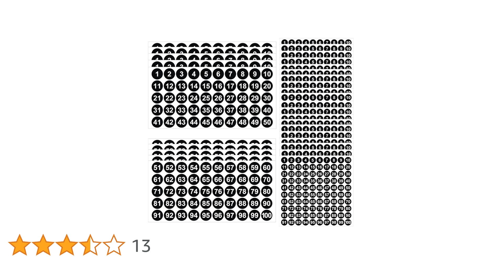 【30%】【102】サイズシール【X large】 Amazon | Morices 30枚 ブラック 数字シール、2 サイズ 丸型 1