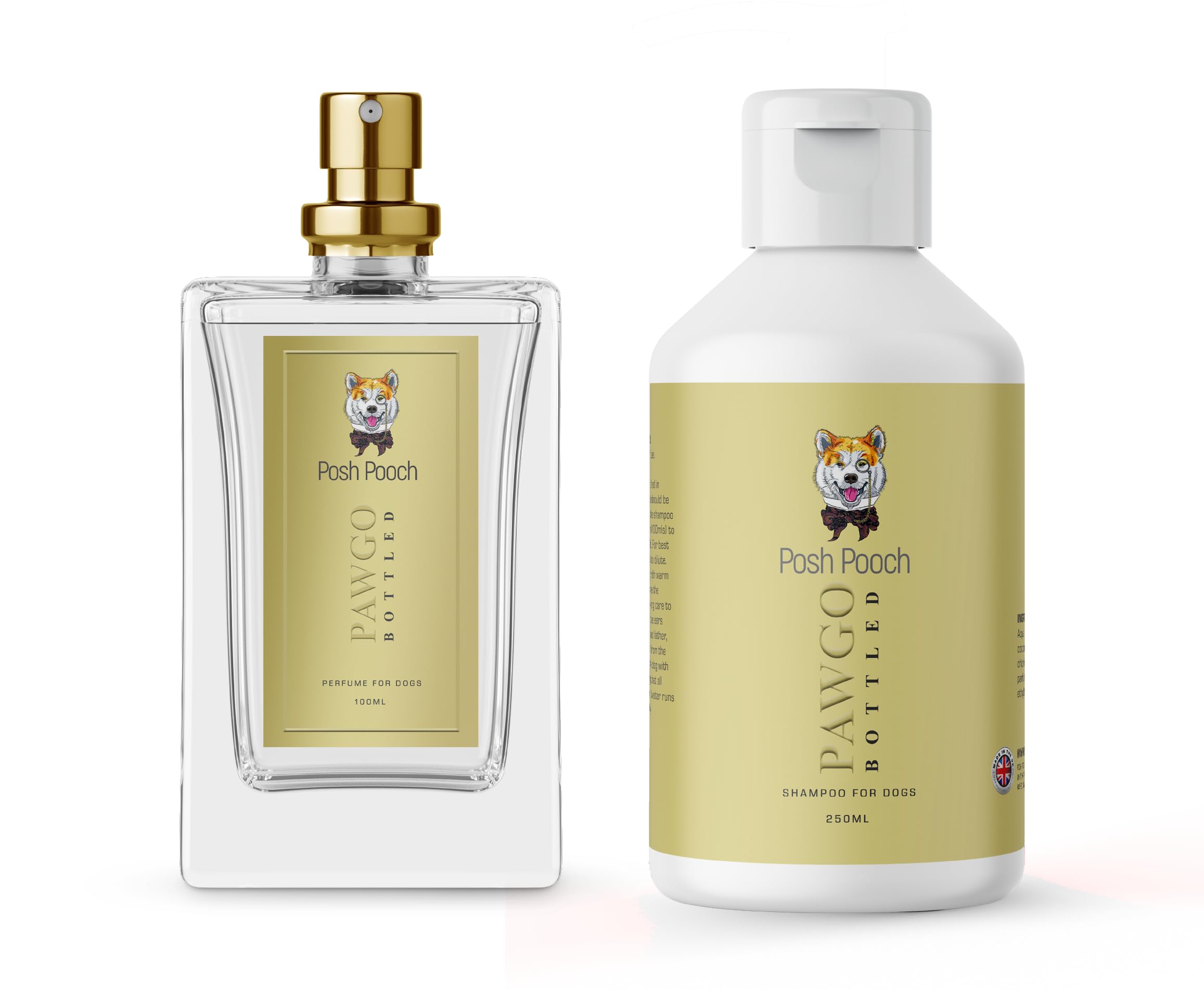 Designer Perfume & Shampoo Set For Dogs Luxury Fragranced Wash & Cologne Long Lasting Scent Ph Balanced For Puppies and Dogs Scented Pet Safe Cologne (Pawgo Bottled)