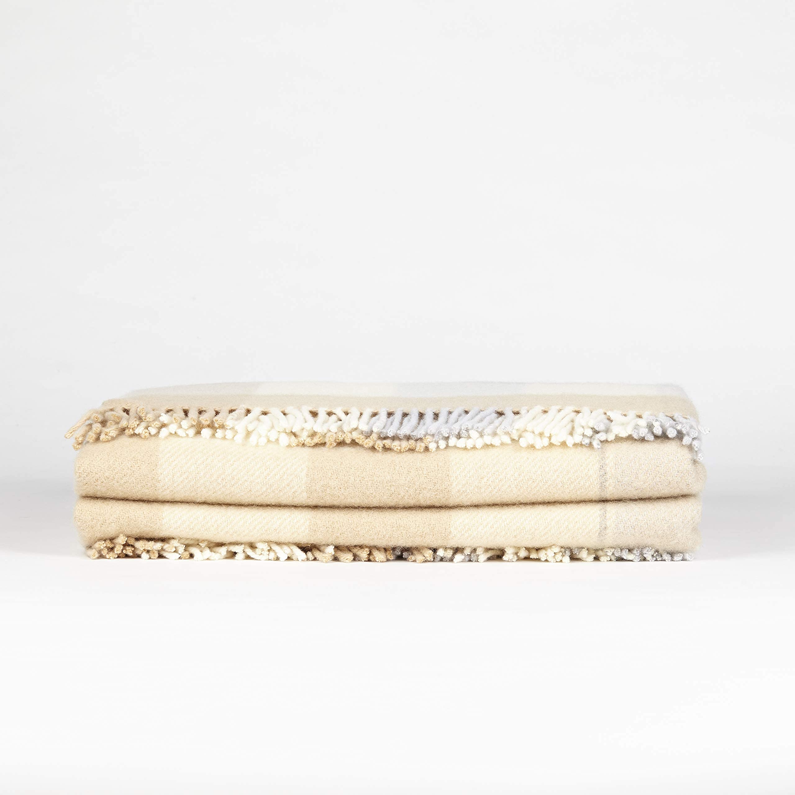 LANEROSSI Coperta Matrimoniale England, 210x250 cm, 100% Lana Vergine, Beige