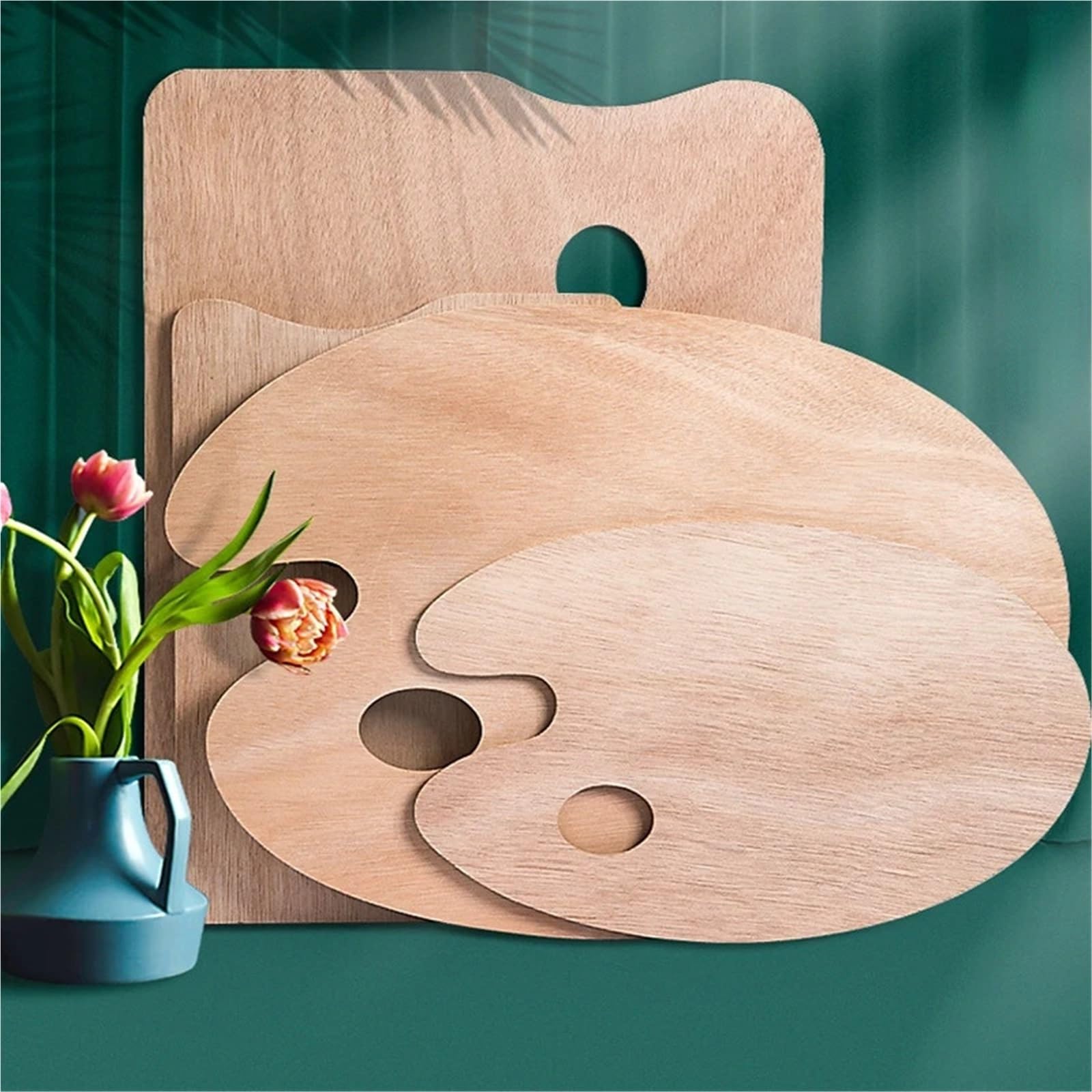 Tavolozza Ad Olio for Pittura In Legno for La Pittura | Vassoio a guazzo piatto ovale quadrato liscio palmare(Oval large)