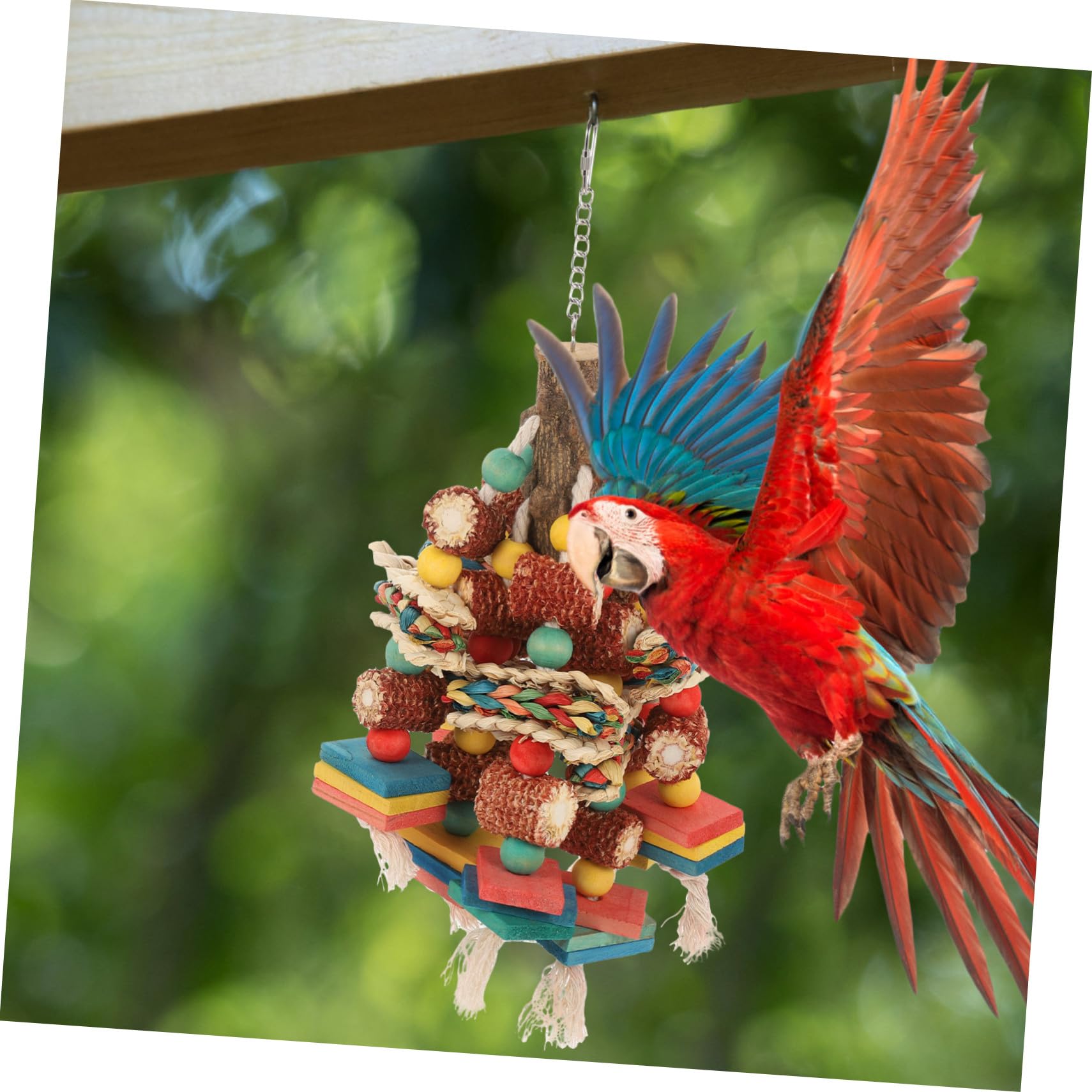 Juguete Masticable Colgante para Loros y Pájaros de Madera Natural Gancho Antideslizante, Juguete para Ejercicio y Entretenimiento