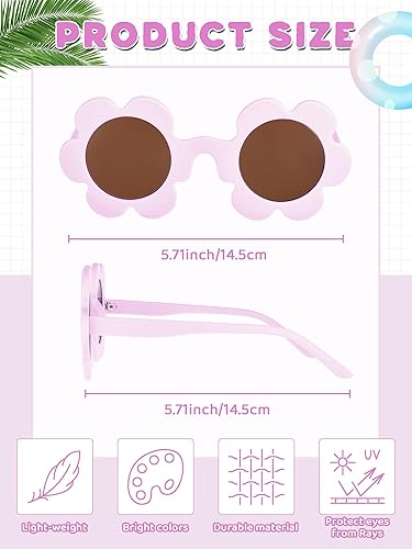 Miniatura 2 de Kanayu 12 pares de lentes de sol de flores de Navidad de 5.71 pulgadas para adultos, redondos, protección UV, gafas de flores coloridas para mujeres