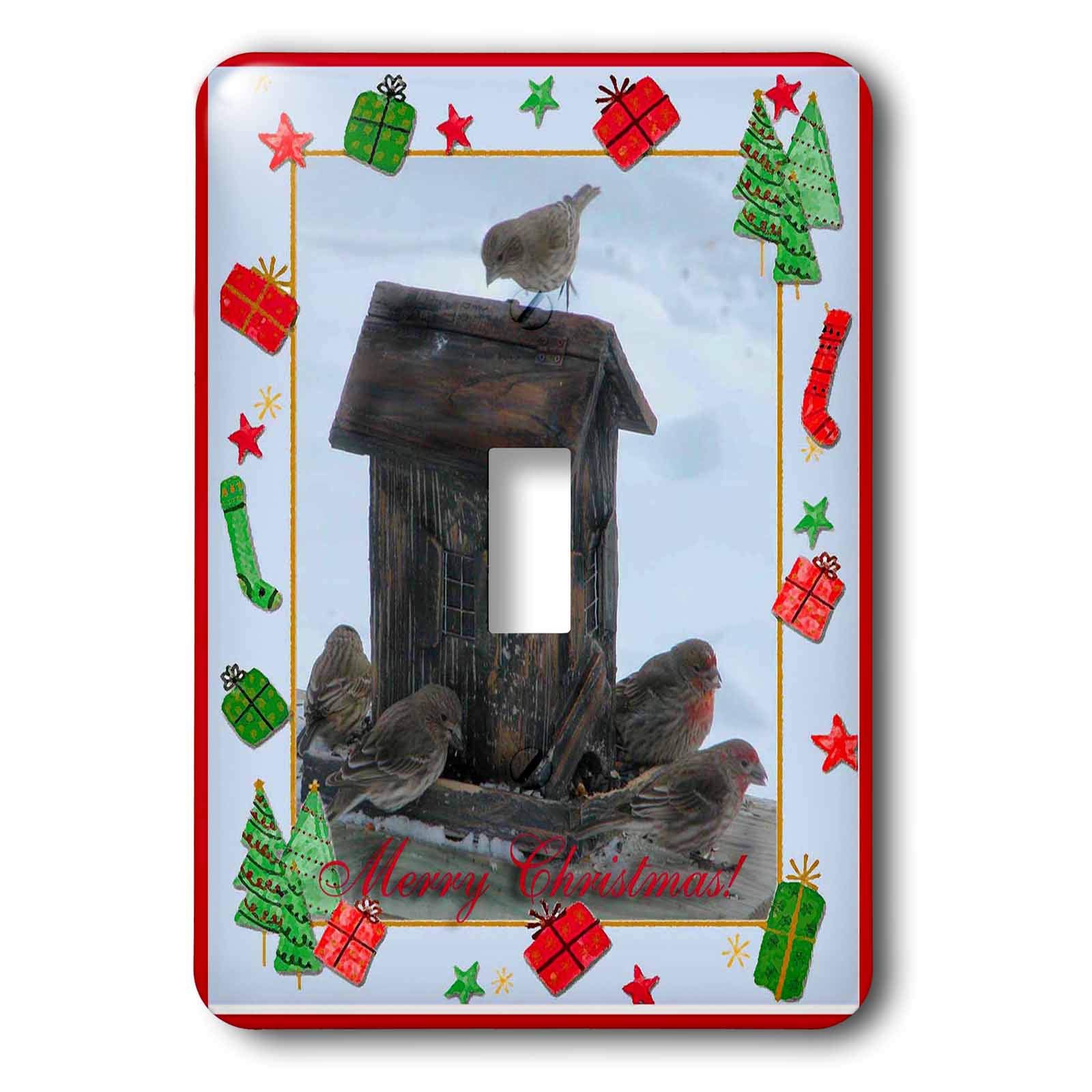 Interrupteur à baïonnette Merry Christmas Finch Family, plaque murale décorative multicolore 3dRose