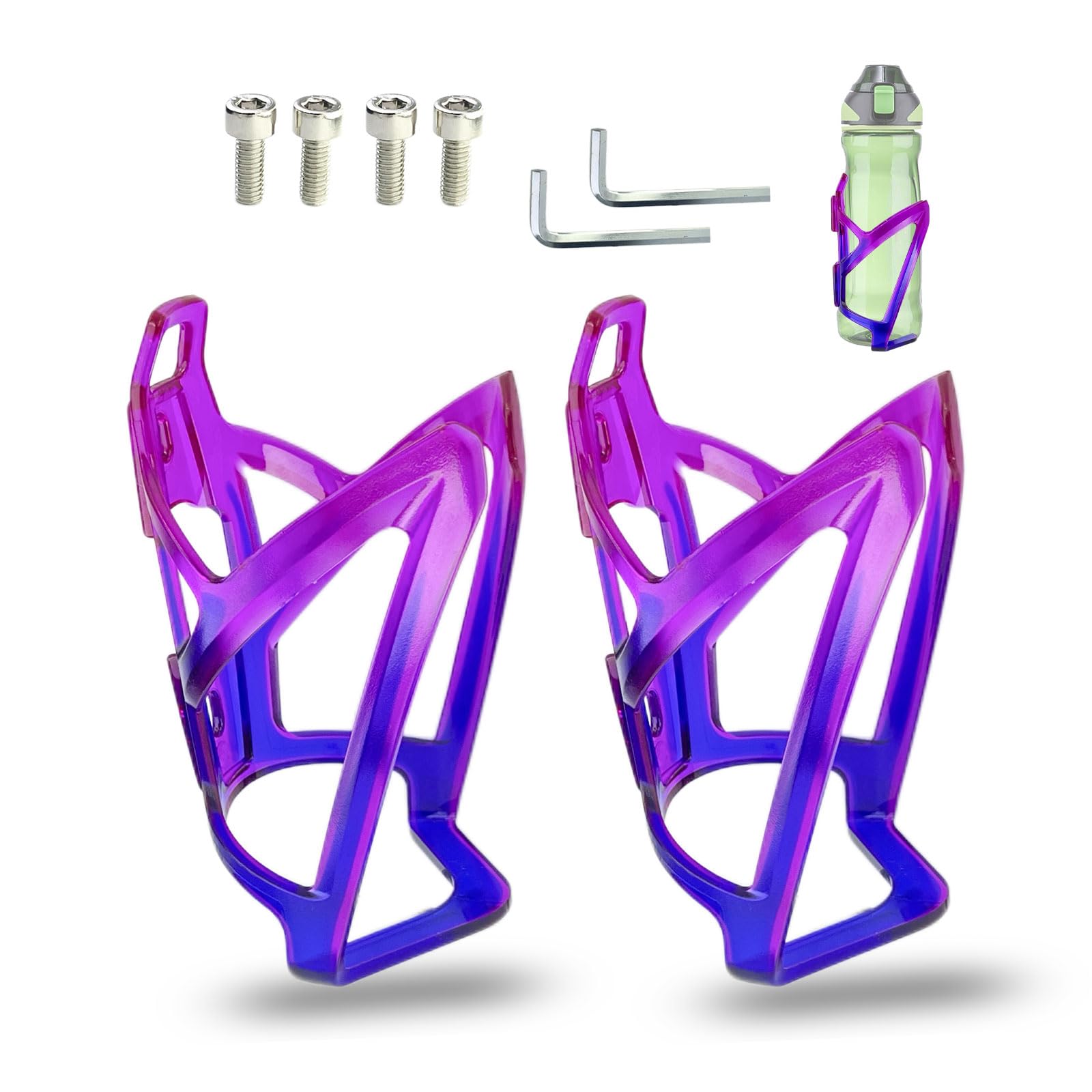 Lot de 2 Porte-Bidons Vélo, Bouteilles Légers Porte-Bidons pour Vélo de Montagne de Route, avec Vis et Clé (Dégradé Bleu-Violet)