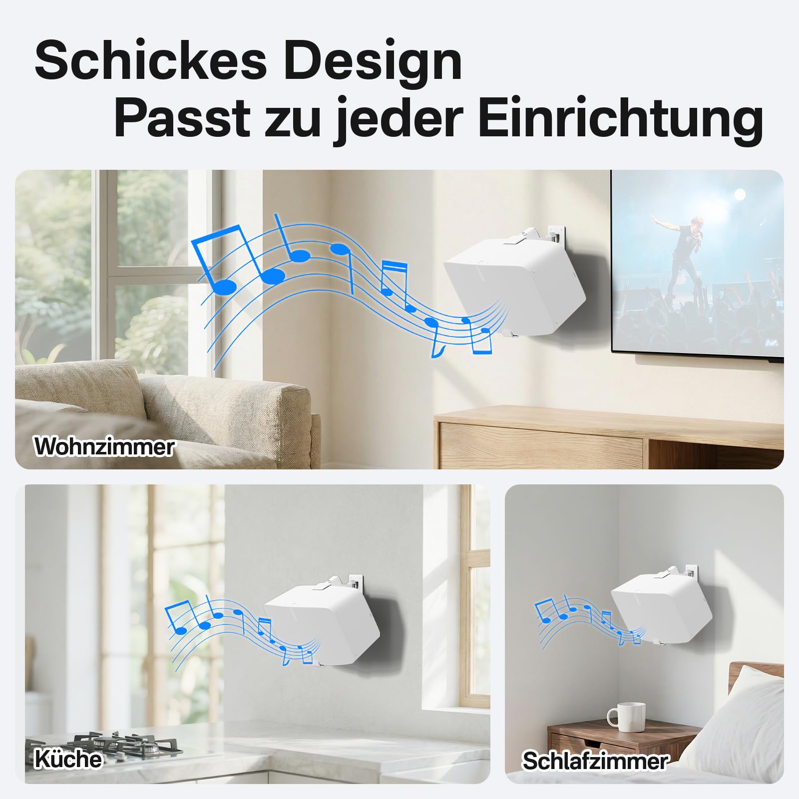 Lot de 2 supports muraux pour haut-parleur Sonos Five & Sonos Play 5 Gen 2 - Inclinables et pivotants - Construction en métal stable jusqu'à 15,9 kg - Avec coussinets anti-rayures - Matériel de
