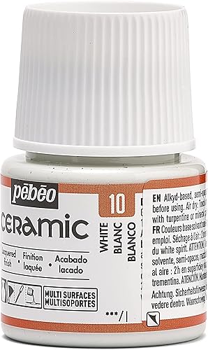 Miniatura 10 de Pebeo 025-010 Pintura de cerámica efecto esmalte, botella de 1.5 fl oz, color blanco, 1.5 fl oz (paquete de 1)