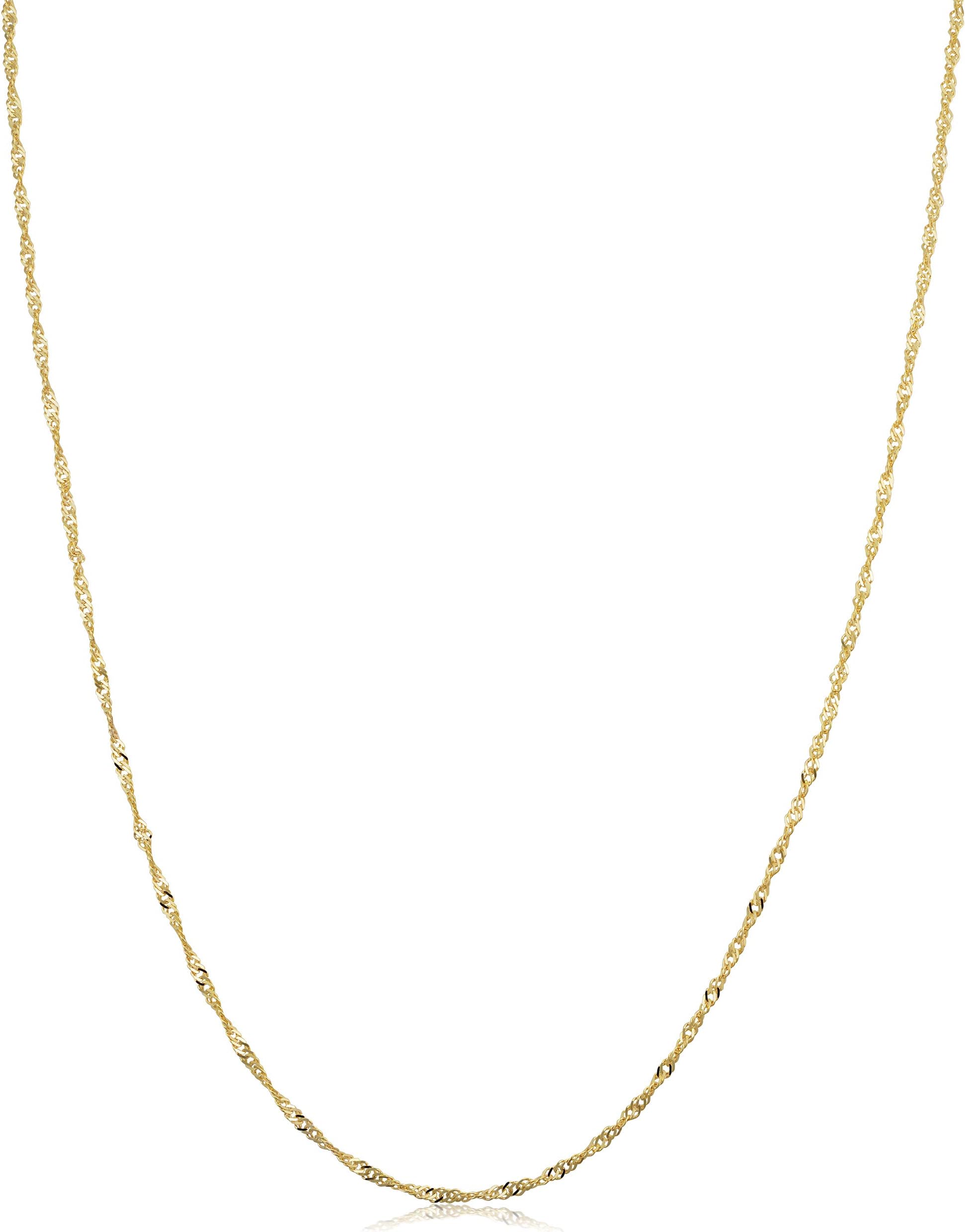 Womens Classic Singapore Chain - 10k Yellow Gold Chain Necklace, Polished Finish