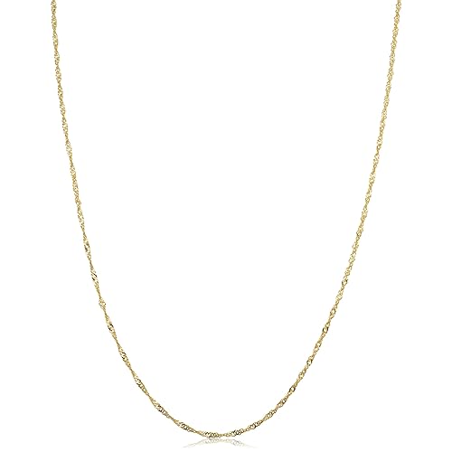 Kooljewelry 14k Yellow Gold Singapore Chain Pendant Necklace (0.7 mm,