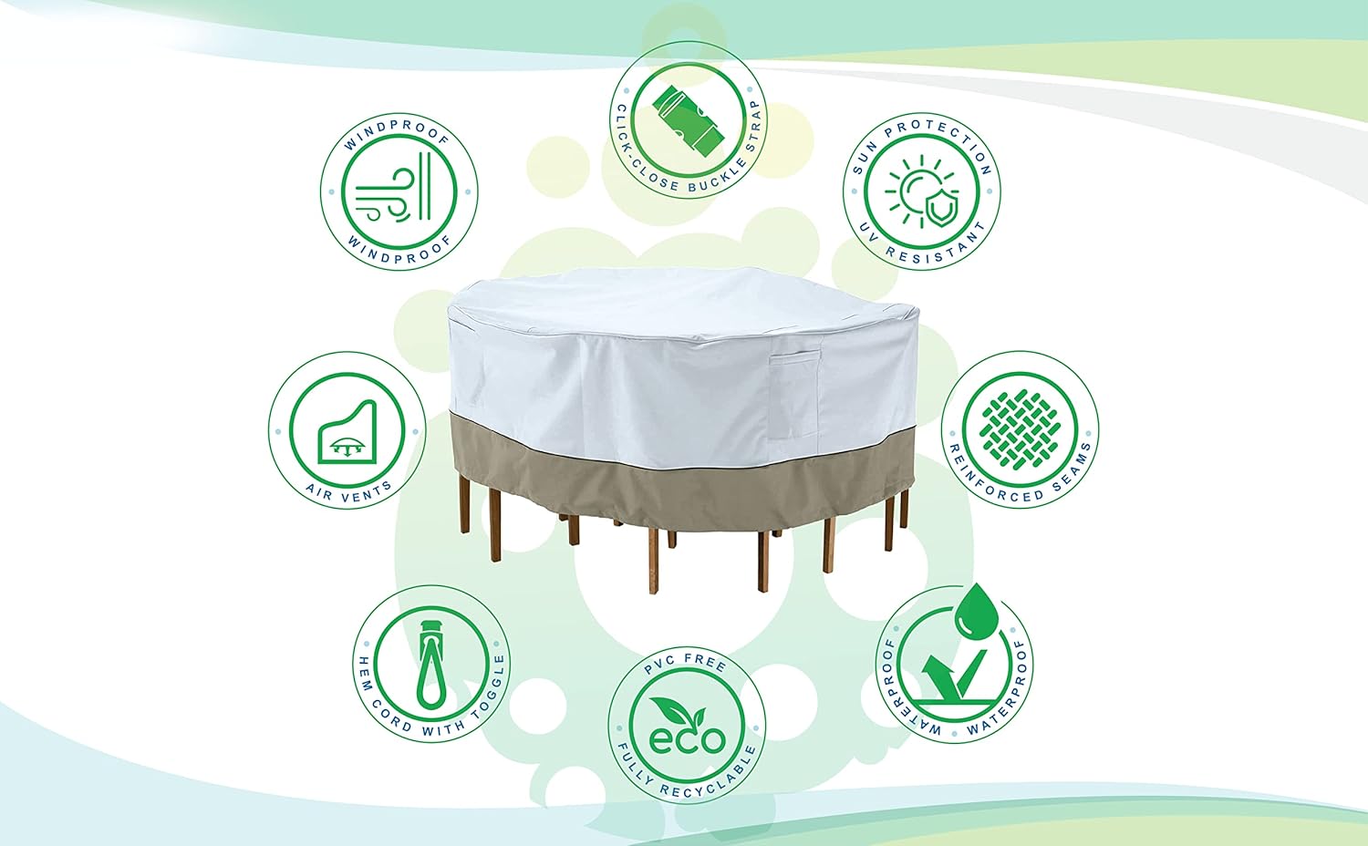 monsoon 74 in. Round Patio Table with Chairs Cover 74L x 74W x 29H