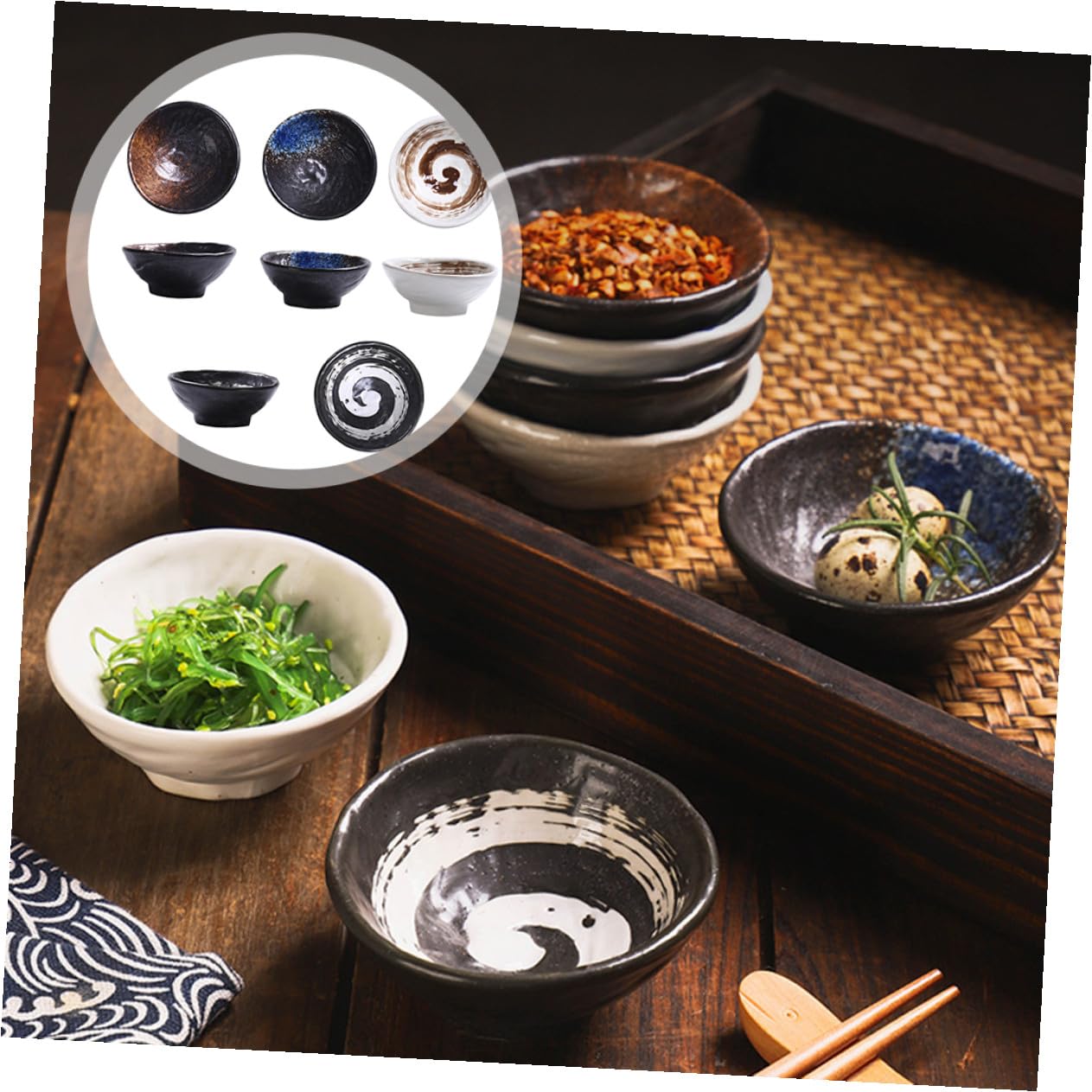 Coupelles à Sauce Japonaises en Céramique 4 Pièces pour Servir et Conserver, Design Délicat, pour Usage Domestique et Restaurants