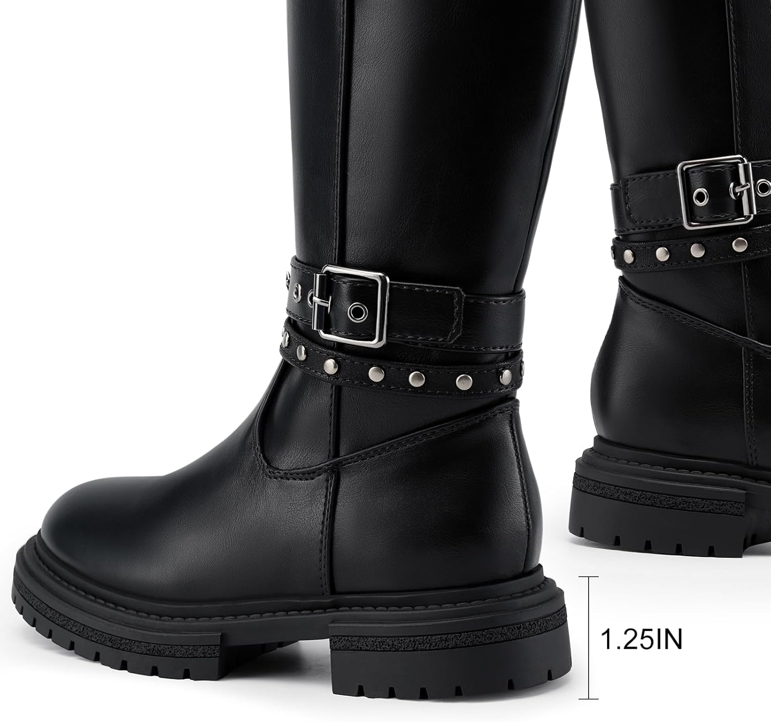 Girls Black Boots Fashion Knee High Booties for Toddler/Little Kids