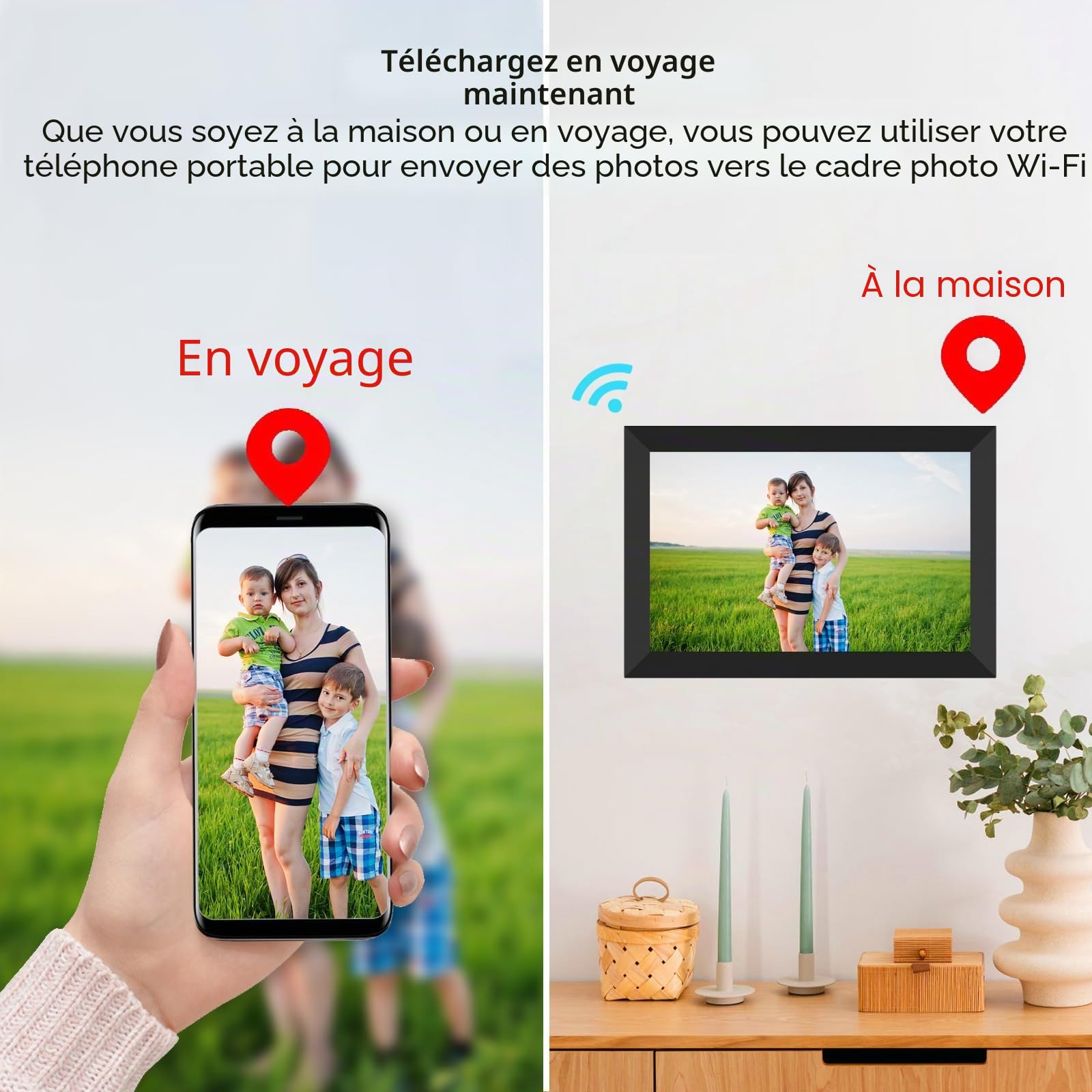 AKImart Frameo Cadre Photo numérique WiFi 32 Go Cadre Photo numérique 10,1" 1280 x 800 IPS Écran Tactile LCD Smart Cloud Cadre Photo avec Rotation Automatique Moments Partager immédiatement Via