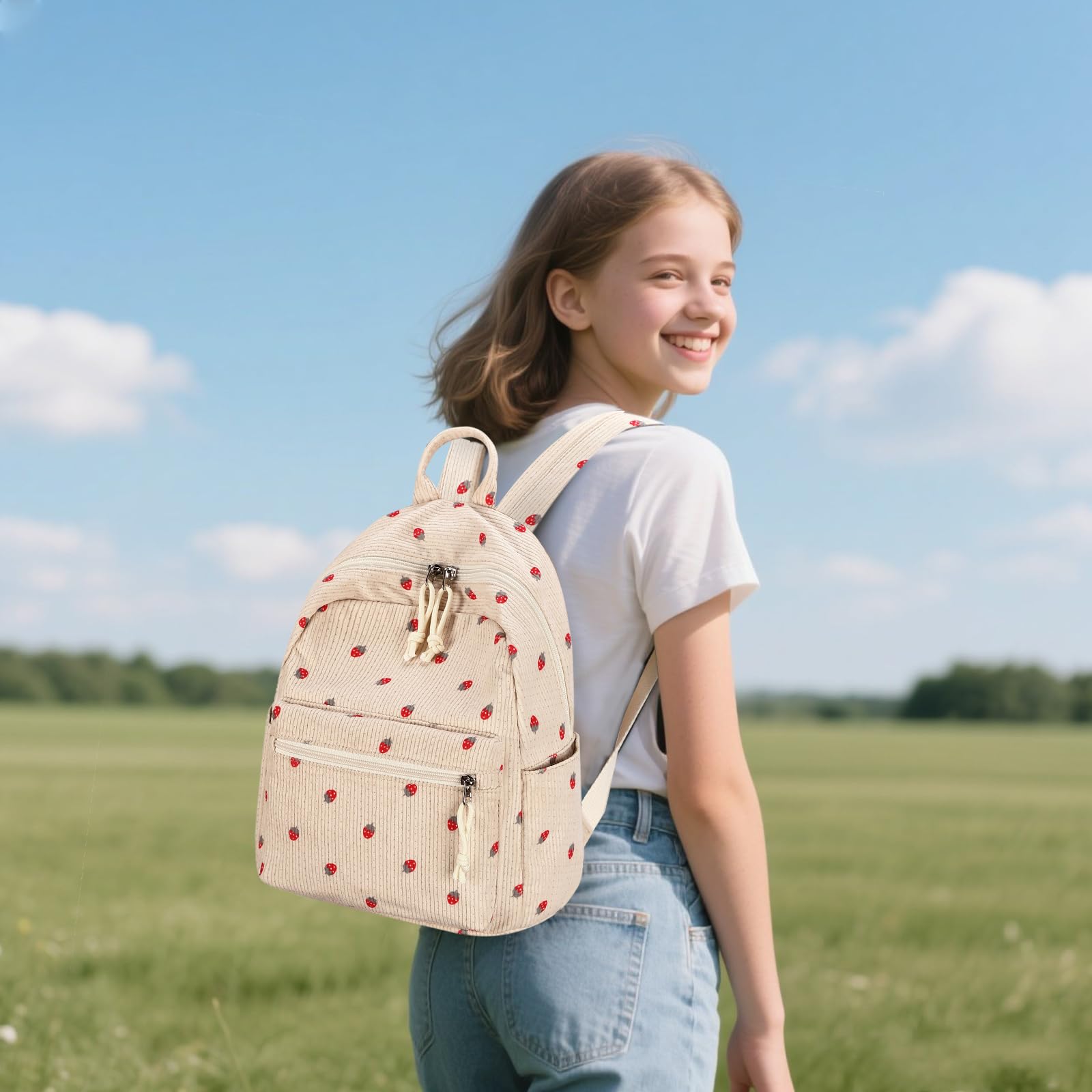 LEDAOU klein Rucksack für Damen Mini-Rucksack Geldbeutel für Mädchen Teenager Kinder Schule Reisen Schultertasche Kleiner Rucksäcke Damen